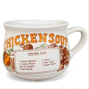 🍗 Vintage Ceramic Chicken Soup Recipe Bowl Cup 🍗